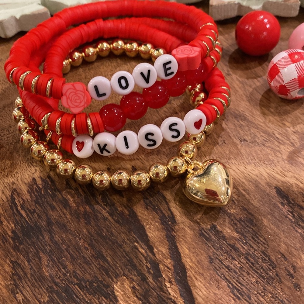 Beaded Valentine Bracelet Stack